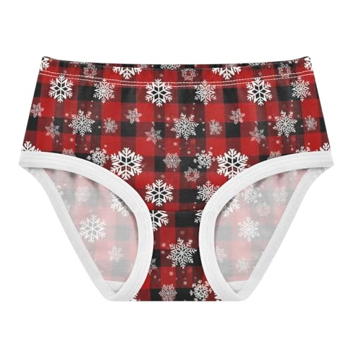 Joisal Xmas Snowflakes Red Black Plaid Girl Panties Cute Girls Underwear Toddler Cotton Fun Print Briefs Undies Kids 2t