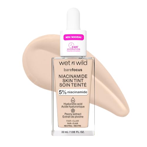Image of wet n wild Bare Focus Skin Tint, 5% Niacinamide Enriched, Buildable Sheer Lightweight Coverage, Natural Radiant Finish, Hyaluronic & Vitamin Hydration Boost, Cruelty-Free & Vegan - Fair