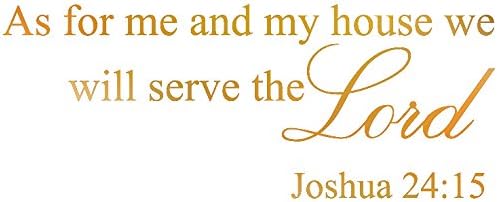 Gold(Chrome Mirror) 20'' X 52'' Decalgeek As for me and My House, we Will Serve The Lord Vinyl Wall Art Inspirational Quotes and Saying Home Decor Decal Sticker steamss
