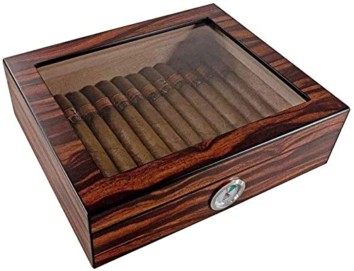 WQQLQX Cave Cigare Humidor Humidificateur de Bureau de Cigare avec Plateau de Verre humidificateur Cigare Cigare Garniture de cèdre Couverture Verre Couvre-Cigarette
