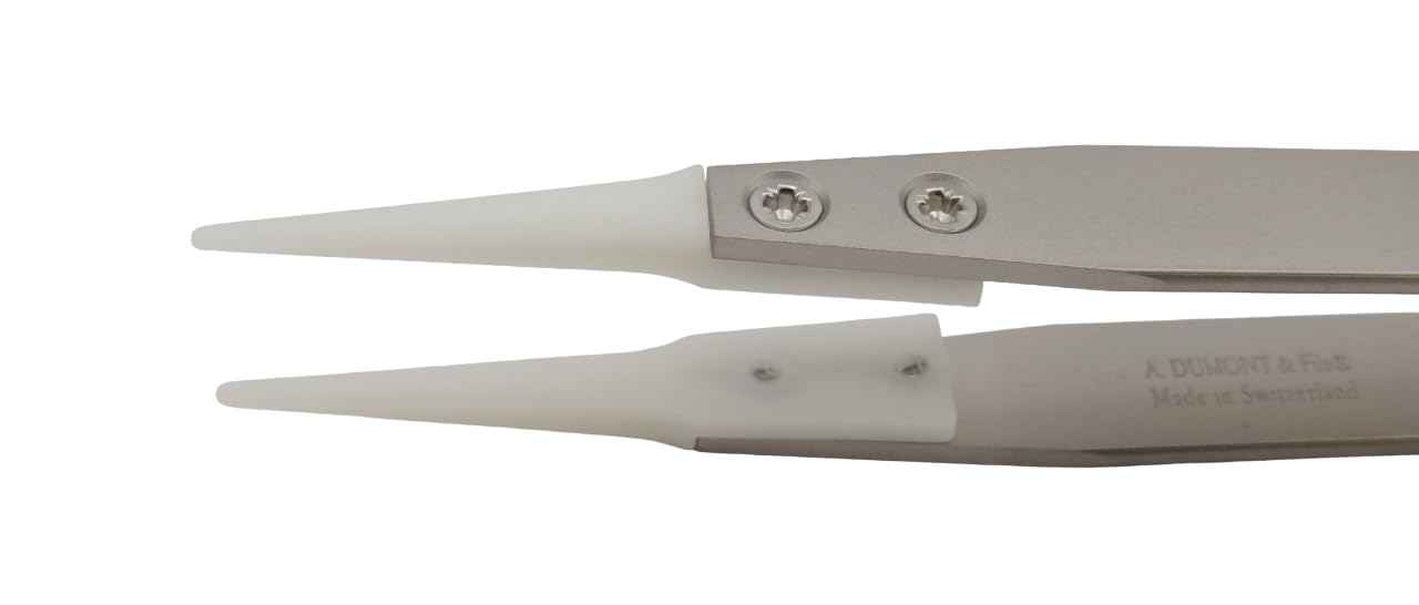 Pinzas de precisión Dumont para relojería, joyería y micromecánica de precisión - Puntas Delrin blanco - Antimagnético (D17)
