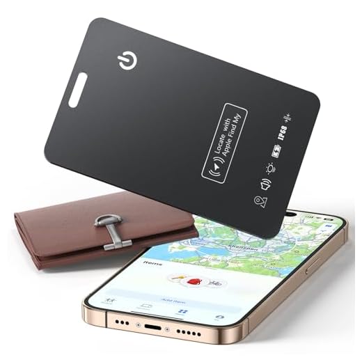 1 Pack Wallet Tracker Tag (MFi Certified) Compatible with Apple Find My (iOS Only), Card 0.06in Bluetooth Tracker for Wallets, Luggage, Passport, Wireless Charging, Anti-Loss Card Locator Black