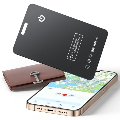 Image of 1 Pack Wallet Tracker Tag (MFi Certified) Compatible with Find My (iOS Only), Card 0.06in Bluetooth Tracker for Wallets, Luggage, Passport, Wireless Charging, Anti-Loss Card Locator Black