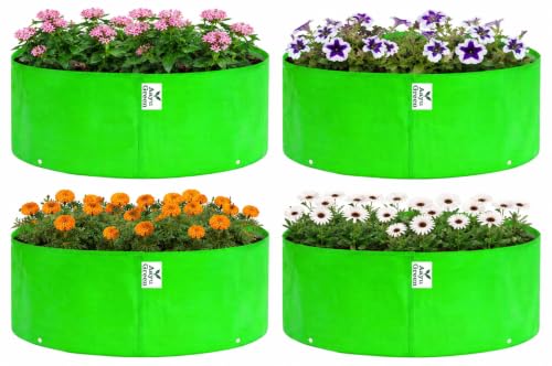 Image of Grow Bag UV Protected 260 GSM | HDPE Grow Bags for Plants | Heavy Duty Green Garden Plant Grow Bag with Drainage Holes | Reusable Vegetable Grow Bag for Terrace Gardening (4, 15X6 INCH)