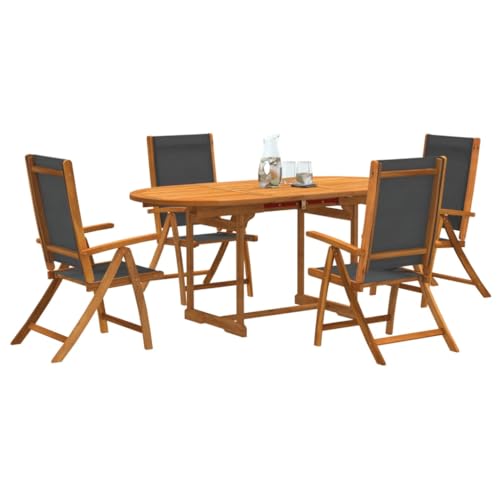 Vetnasa Juego Comedor de jardín 5 pzas Madera Maciza Acacia y textileno Mobiliario, Muebles de jardín, Conjuntos de jardín Marrón 54,6 KG