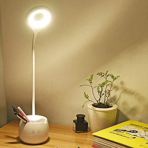Image of IDOLESHOP LED Stand 360 Degree Flexible Rechargeable Advanced Pen & Mobile Holder Modern Touch Switch Desk Lamp for Decor (White, Pack of 1)