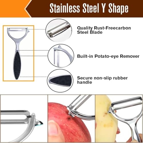 Leaflai Potato Peeler, Vegetable Y-Shape Peeler Stainless Steel with Ergonomic Non-Slip Handle & Sharp Blade for Fruit Carrot Eggplant Cucumber(Silver) - Image 6