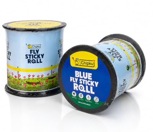 Image of Chipku Blue Sticky Fly Roll 15cm x 100m | Flying Insect Control | Non-Toxic & Odourless | Easy to use | Indoor & Outdoor Use for Farm, Poultry & Home Garden