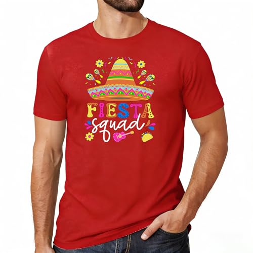 Cinco De Mayo Shirt Men 5 De Mayo Shirts Fiesta Squad T-Shirt Short Sleeve Funny Mexican Party Outfits(Red Medium)