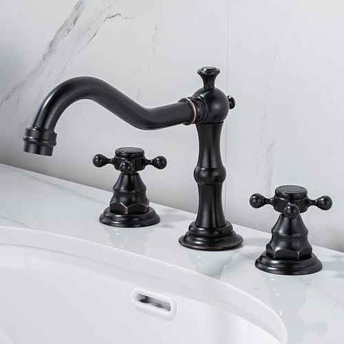 Robinet mitigeur de lavabo de salle de bains 3 trous mélangeur noir