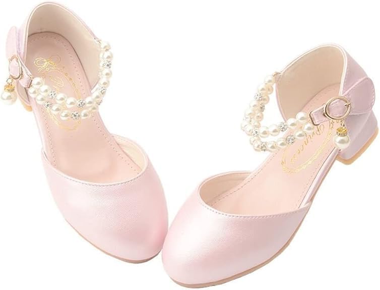 Girls Dress Shoe Pearl Girl Mary Jane Shoes Low Heel Toddler Wedding Party Shoes Adorable