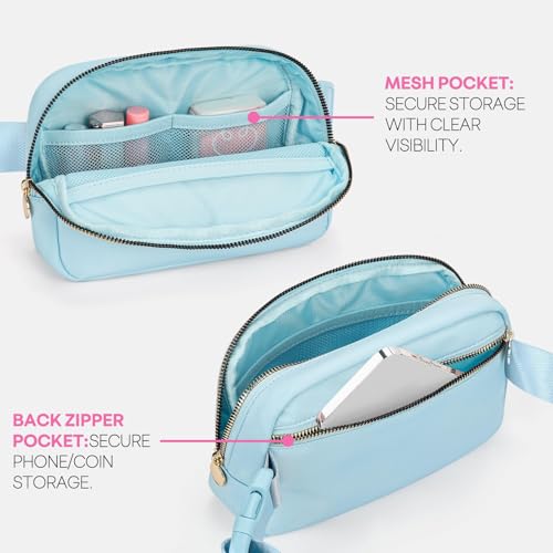 Image of mibasies Initial Fanny Pack for Girls, Birthday Gifts for 4 5 6 7 8 9 10 11 12 13 Teen Girl - Cute Personalized Trend Stuff - Light Blue S