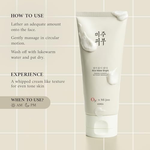 Image of O3+ Mijoo Korea Rice Water Bright Foaming Cleanser Face Wash With Rice Extracts for Exfoliation & Lauric Acid for Deep Cleansing | Suitable for Normal Skin | 100ml
