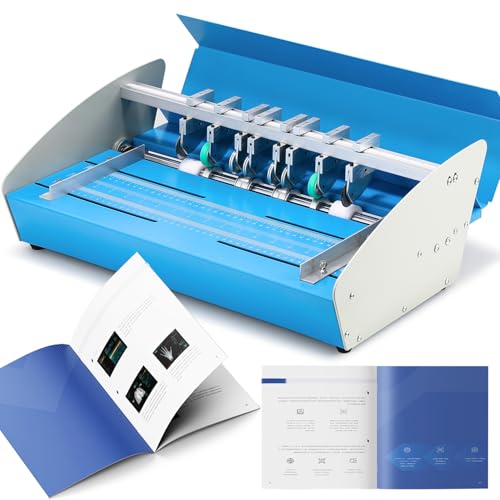 NEWTRY 自動紙折り機 紙折り マーキングプレス機 1台3役 紙折り 破線 カット 最大用紙幅460mm インデントマシン A4 文書、名刺、写真、招待状などの背を作る 業務用 高精密 省力化 卓上型 刃8セット 110V (460)