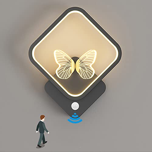 Wandlampe mit Bewegungsmelder Innen LED 20W Modern Wandleuchte Warmweiß Licht Wandlicht mit Bewegungssensor 3000K Wandbeleuchtung für Flur Korridor Treppenhaus Balkon Wohnzimmer Schlafzimmer Lampe (C) Cover