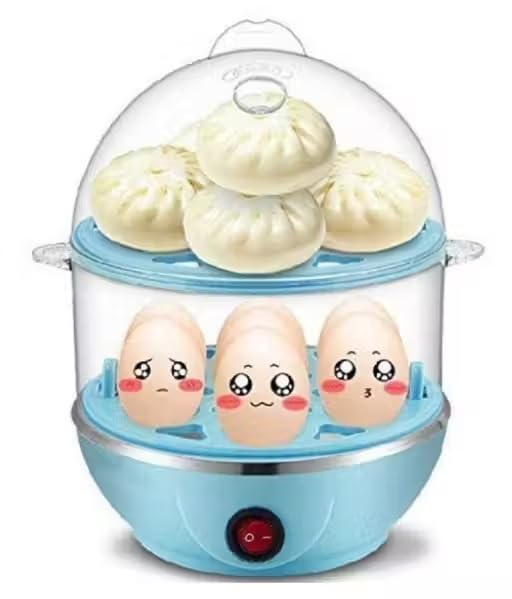Image of 14-Egg Double Layer Electric Egg Boiler & Steamer - 350W Automatic Egg Cooker for Boiling, Poaching & Steaming - Fast & Efficient Kitchen Appliance Color Pink