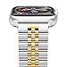 Wolait Compatible with Apple Watch Band 42mm (Series10) 41mm 40mm 38mm, Stainless Steel Heavy Band with Butterfly Folding Clasp Link Bracelet for iWatch Series 10/9/8/7/6 Women, Silver/Gold