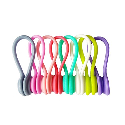 Magnético auriculares Winder,Joseche 8 pcs cable Winder Wrap para auriculares/FECHA USB Cable,lindo Candy Color Generic suave de silicona organizador de cable de auriculares Cable para iPhone/iPad