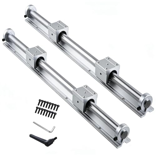 GooEquip Linearführung SBR20 1000mm 2 x Linearschienen und 4 x Lagerblöcke mit SBR20 Schienenstopper Linearschienenlänge 1000 mm Linearschienen für 3D Drucker CNC Teile