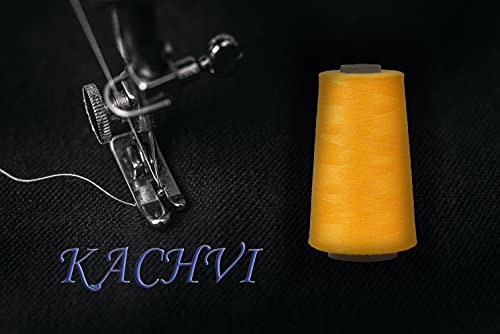 Image of Ace International Exports 3000M Overlock Polyester Sewing Thread Set Box Yarn Spools Cone Yellow (Pack of 10)