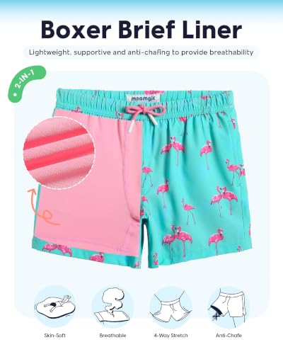 Image of maamgic Boys Swim Trunks with Compression Liner Toddler Stretch Swim Shorts