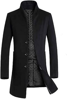 Men's Trench Coat Wool Blend Slim Fit Jacket Single Breasted Business Top Coat