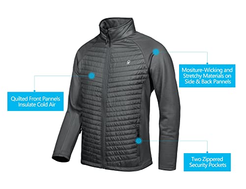 Image of Little Donkey Andy Men's Insulated Hybrid Jacket, Quilted Fleece Lined Running Hiking Jacket