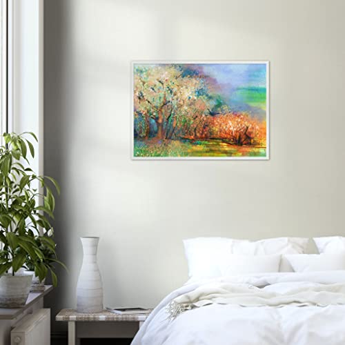 Aquarelle de parc décoration murale blanche pour chambre zen