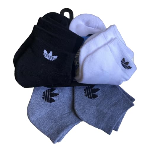 adidas Men's Originals Trefoil 6 Pack Low Cut Socks, (Shoe Size 6-12) (Black/Grey Heather/White)2