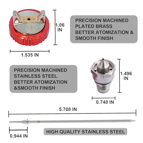 Image of DAXINYANG 2.0mm Needle, Nozzle, Air Cap Set for YT160 / A610 / D1 LVLP Air Spray Gun, Nozzle Set for Gravity Feed Car Paint Spray Gun