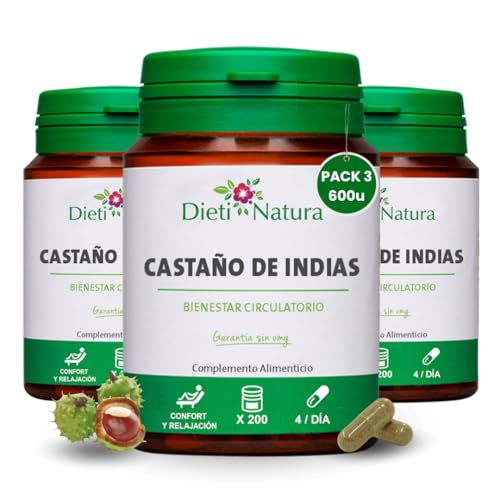 Dieti Natura Castaño de Indias - Alivio Natural para Piernas Cansadas y Pesadas - Mejora la Circulación y la Salud Venosa - Suplemento para Varices, Hinchazón y Retención de Líquidos (Pack de 3)
