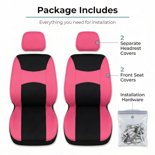 Image of FH Group Universal Car Seat Covers Front Set for SUV Truck Sedan Vans | Waterproof All-Purpose Cloth Seat Cover Set Airbag Compatible Washable Split Bench Protector Interior Upgrade - Pink