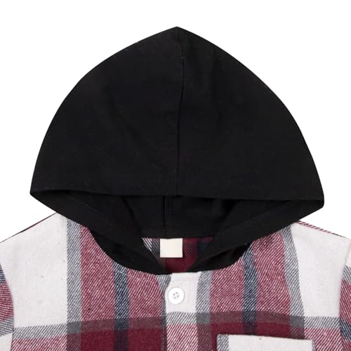 Image of Boys Girls Flannel Shirts Plaid Hoodies Fall Fashion Button Down Shirts
