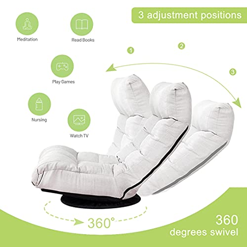 Fussbric Chaise Lounge Indoor With Ottoman, 360° Swivel Video Game Chairs, Folding Chair Indoor With Adjustable Backrestwith, Floor Gaming Chair For Bedroom Living Room, Floor Sofa Grey #TOP3
