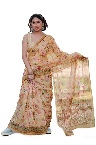 Image of MIRCHI FASHION Saree for Woman Organza Floral Printed | Lightweight Elegant Traditional Sari with Matching Blouse Piece