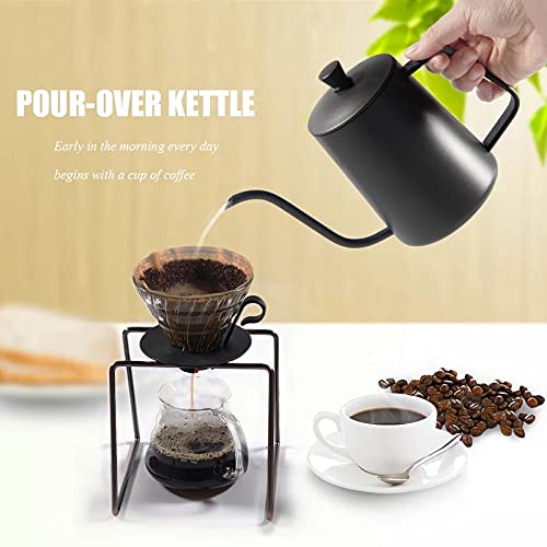 Bollitore antigoccia da 350 ml, 600 ml, per caffè e tè, rivestimento antiaderente, in acciaio inox per uso alimentare, a collo di cigno con bocca sottile (isolato B 600 ml)