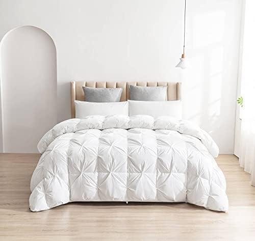 ZHONGHONG Duvet Cover Comforter, Duck Down Comforter Quilt, King Size 90 x 106 Inches Duvet 100% Cotton Cover, Thick Fluffy Down Feather Comforter