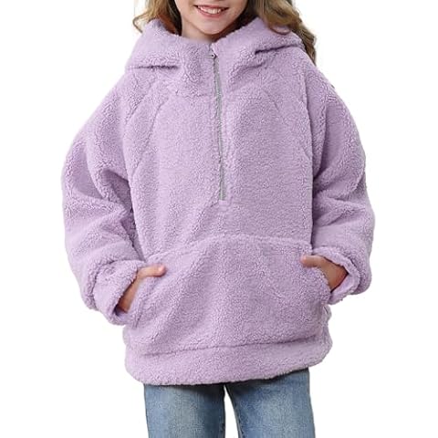 Rolanko Girls Half Zip Fleece Hoodie Cover