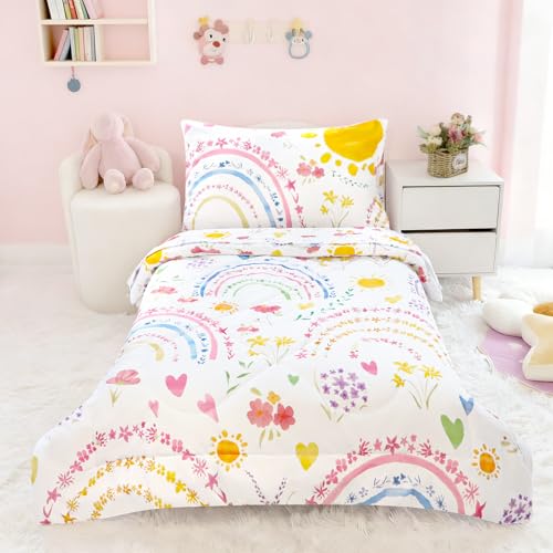 Pea Pod Toddler Bedding Set for Girls, 4 Piece...