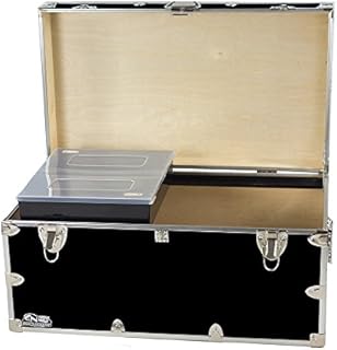 C&N Footlockers Undergrad Trunk with Tray - Summer Camp or College Dorm Chest - 32 x 18 x 16.5 Inches (Black)