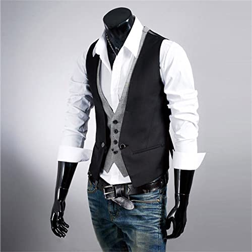 Men's Suit Vest V-Neck Herringbone Wool Blend Formal Tailored Slim Fit Casual3