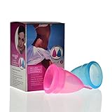 Menstrual Cup Soft Silicone Set - Best Feminine Reusable Period Moon Cups Starter Kit of 2 PCS With Bag - Alternative to Sanitary Napkins instead softcup - Blue Pink Combination Size (Large)