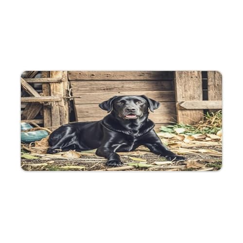 Tapis de bureau labrador noir étanche pour le télétravail à la maison