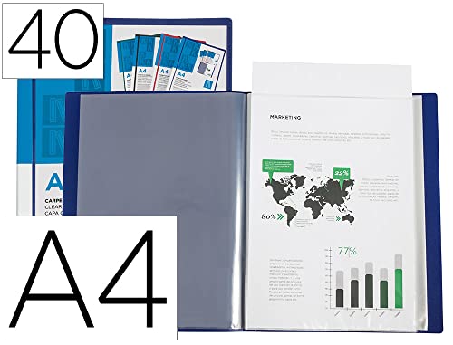 Liderpapel Personalisierbare Mappe mit 40 Känguru-Hüllen, Polypropylen, DIN A4, durchscheinend, Blau