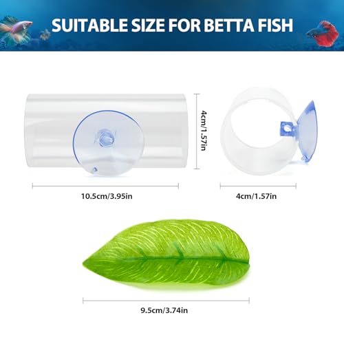 Image of CousDUoBe 1 Pack Betta Fish Acrylic Tube Tunnel,Betta Fish Leaf Pad Simulating The Natural Habitat for Betta Spawning Grounds Breeding Resting Bed,Betta Toys Shelter Hideaway(Long Style)