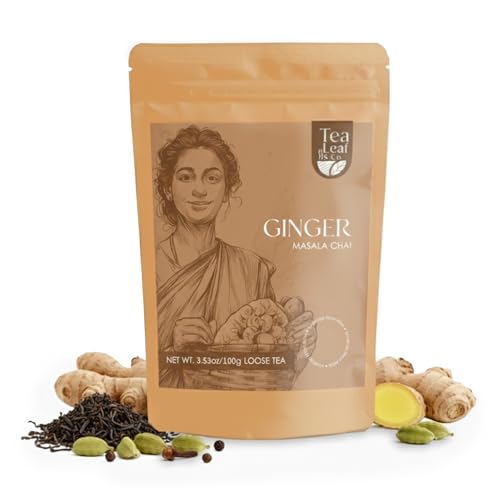 Image of Ginger Masala Chai Black Tea Loose Leaf 100gm /3.5oz, Makes Upto 50 Servings | Pure & Natural Ingredients, Aromatic Blend, Antioxidant Rich, Refreshing Taste, Easy Brew, Ideal for Anytime of the Day