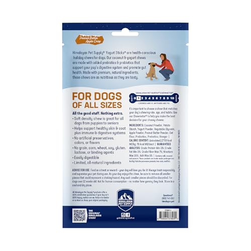 Image of Himalayan Dog Chew PB Apple Crisp Yogurt Sticks | Prebiotic & Probotic Protein Rich | Lactose Free - Gluten Free - Corn Free - Grain Free | USA Made | All Breeds | Droolicious Dog Treats | 5 Pieces