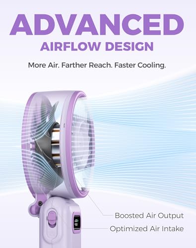Image of Diveblues Portable Turbo Fan, 100 Speed Handheld Fan with Strong Airflow, Foldable 4 in 1 Personal Fan for Neck, Desk & Travel, USB-C Rechargeable, Lightweight for Summer, Concerts & Outdoor Use
