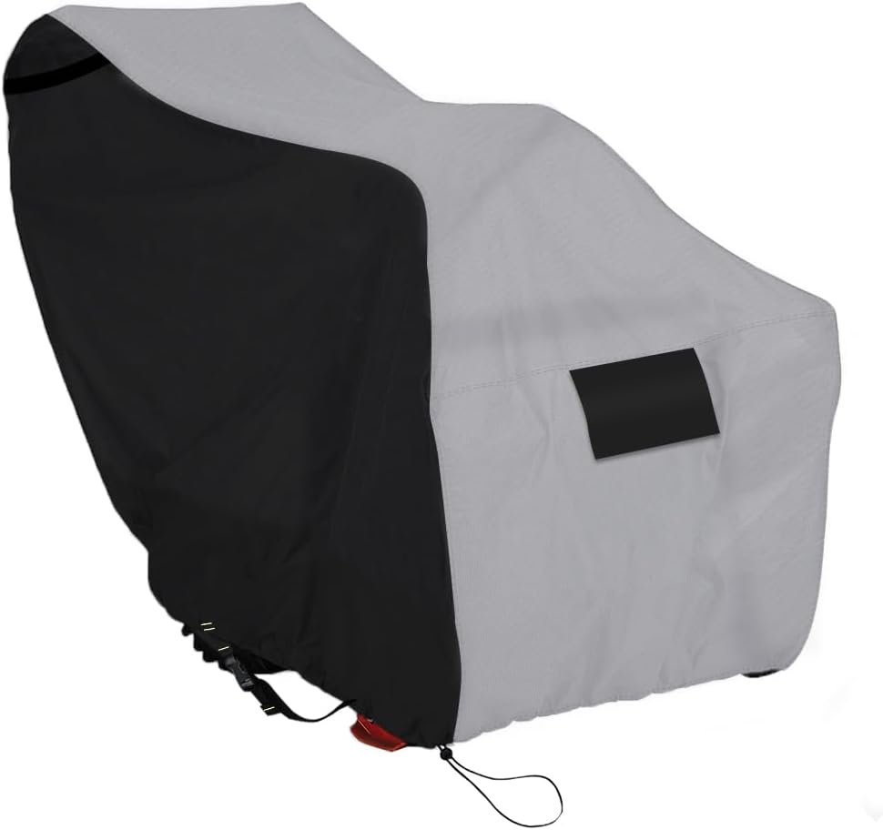 Snow Blower Cover, 600D Heavy Duty Waterproof Snow Thrower Cover with Air Vent, Universal Fit Most Two-Stage Snowblower (50" L x 33" W x 40" H) Black & Gray