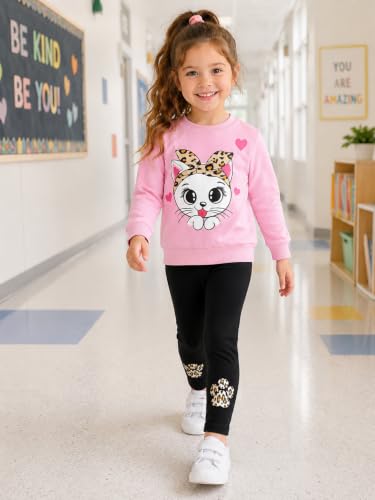 Image of RETSUGO Little Girls 2 Piece Clothing Sets Toddler Unicorn Sweatshirts and Leggings Cotton Fall Winter Casual Outfits 3-8T